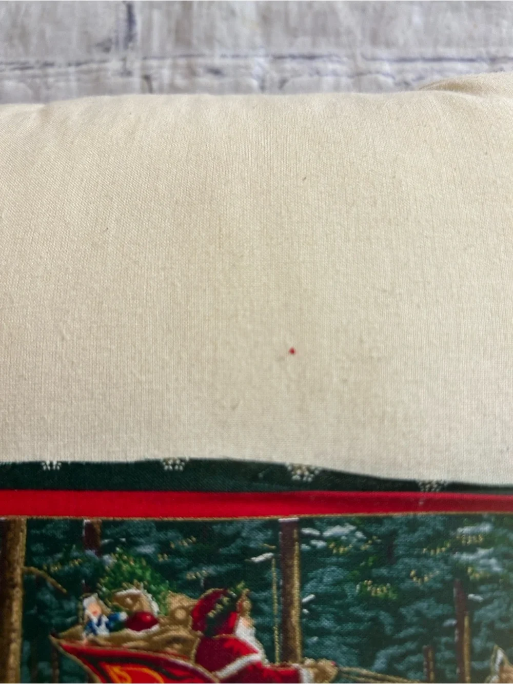 VTG SANTA CLAUS TRADITIONAL OLD WORLD THROW PILLOW SANTA WALKING IN SNOWY FOREST